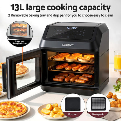 Devanti Air Fryer 13L LCD Fryers Oven - Devanti
