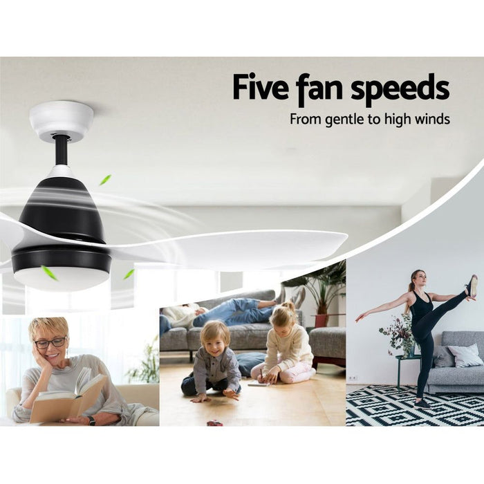 Devanti Ceiling Fan Light Remote Control Ceiling Fans White 48'' 3 Blades -Home Living Store - -