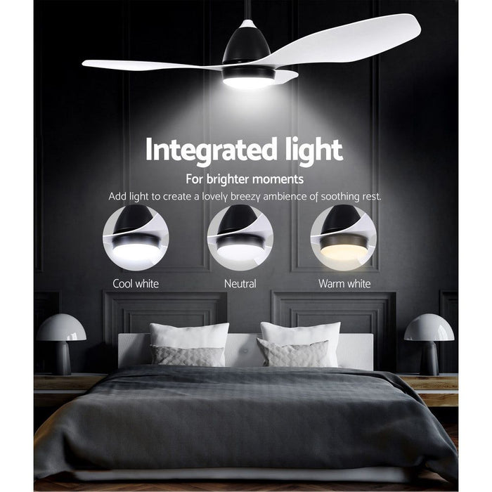 Devanti Ceiling Fan Light Remote Control Ceiling Fans White 48'' 3 Blades -Home Living Store - -