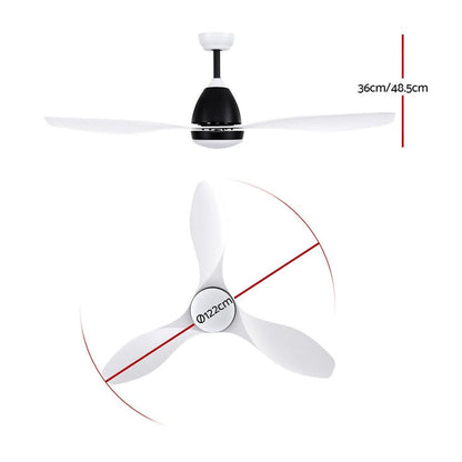 Devanti Ceiling Fan Light Remote Control Ceiling Fans White 48'' 3 Blades -Home Living Store - -
