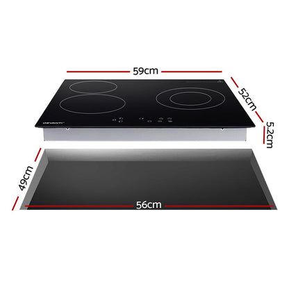 Devanti Electric Ceramic Cooktop 60cm Kitchen Cooker 4 Burner Hob Touch Control 5200W - Devanti