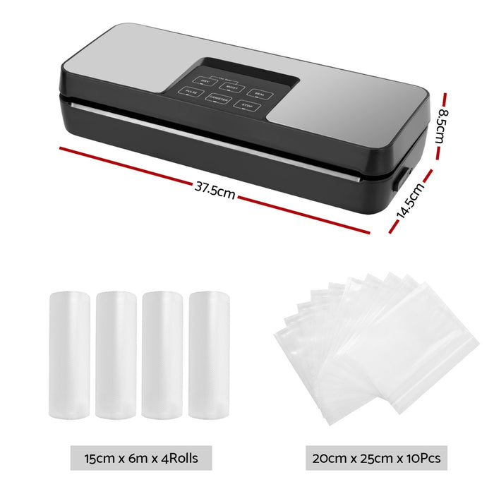 Devanti Food Vacuum Sealer Machine Auto Seal Cutter 5 Modes Storage Bags 4 Rolls - Devanti