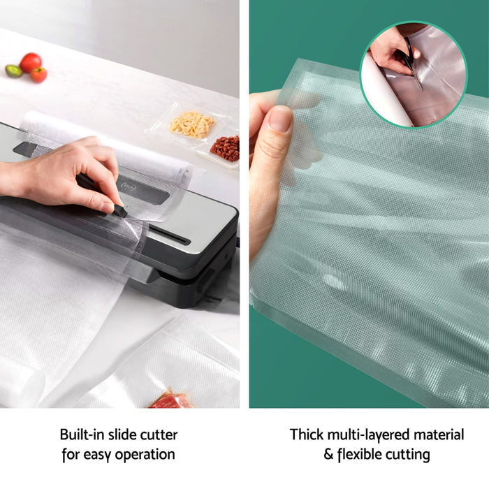 Devanti Food Vacuum Sealer Machine Sealing Cutter 4 Modes Storage Bags 4 Rolls-Silver+Black - Devanti