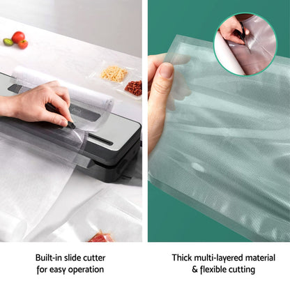 Devanti Food Vacuum Sealer Machine Sealing Cutter 4 Modes Storage Bags 4 Rolls-Silver+Black - Devanti