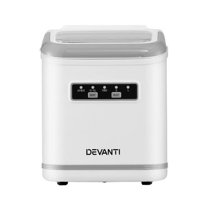 Devanti Ice Maker Machine Portable 12kg Countertop w/Self Cleaning 1.3L White - Devanti