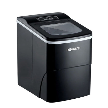 DEVANTi Portable Ice Cube Maker Machine 2L Home Bar Benchtop Easy Quick Black -Home Living Store - -