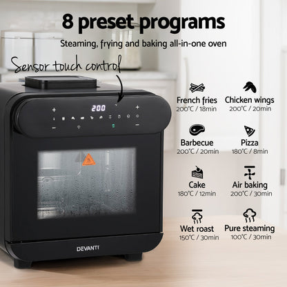 Devanti Steam Air Fryer Oven 15L W/ LCD Touch 1600W - Devanti