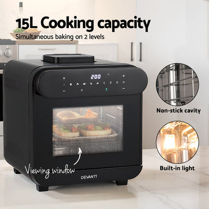 Devanti Steam Air Fryer Oven 15L W/ LCD Touch 1600W - Devanti