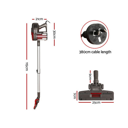 Devanti Stick Vacuum Cleaner Bagless Corded 500W Red - Devanti