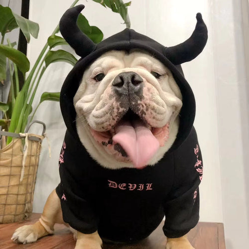 Devil & Unicorn Dog Hoodie - Cozy Fleece Pullover with Horns for Bully Breeds - Dog.Dog.Cat.