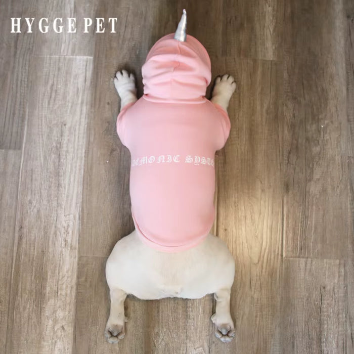 Devil & Unicorn Dog Hoodie - Cozy Fleece Pullover with Horns for Bully Breeds - Dog.Dog.Cat.