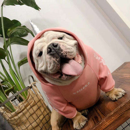 Devil & Unicorn Dog Hoodie - Cozy Fleece Pullover with Horns for Bully Breeds - Dog.Dog.Cat.