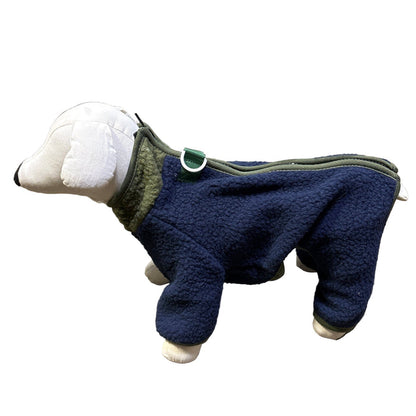 Dog Four Legged Fleece Navy with Olive Trim - Dog.Dog.Cat.