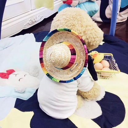 Dog Straw Sombrero Hat - Adjustable Fit - Dog.Dog.Cat.