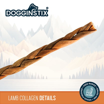Dogginstix - 24" Braided Lamb Collagen Sticks - Dog.Dog.Cat.
