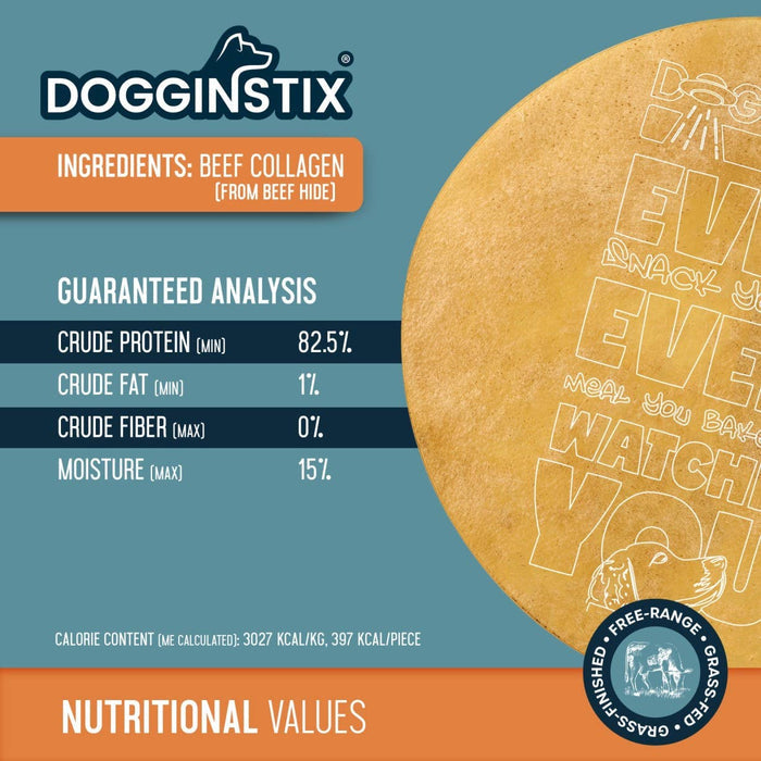 Dogginstix Beef Collagen UFO Frisbee Disc - Long-Lasting Dental Chew Toy - Dog.Dog.Cat.