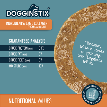 Dogginstix Lamb Collagen Cosmic Donut - Long-Lasting Dental Chew Toy - Dog.Dog.Cat.