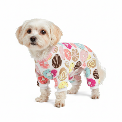 Small Dog in Donut Onesie - Three-Quarter View