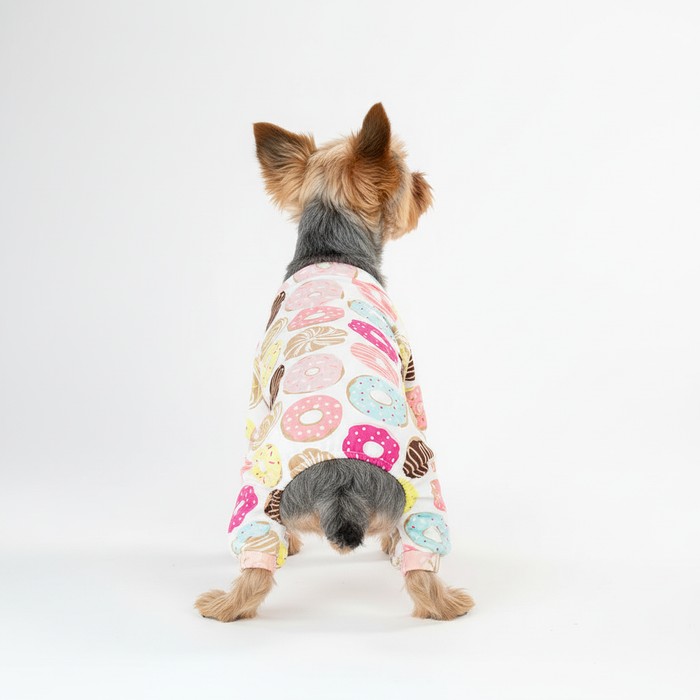 Extra Small Dog in Donut Onesie - Back View