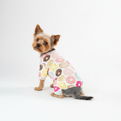 Extra Small Dog in Donut Onesie - Playful Pose