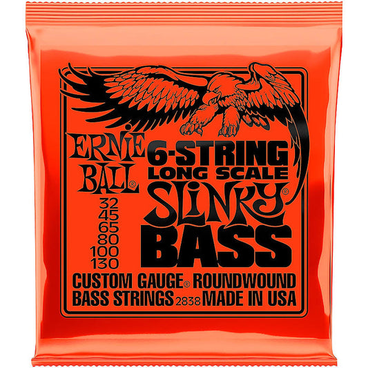 Ernie Ball 2838 Slinky Long Scale 6-String Bass Guitar Strings 32-130
