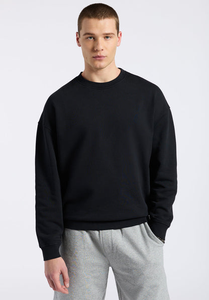 Buffalo Men Sweatshirts Black Knit Sweatshirt Relaxed Fit Crew