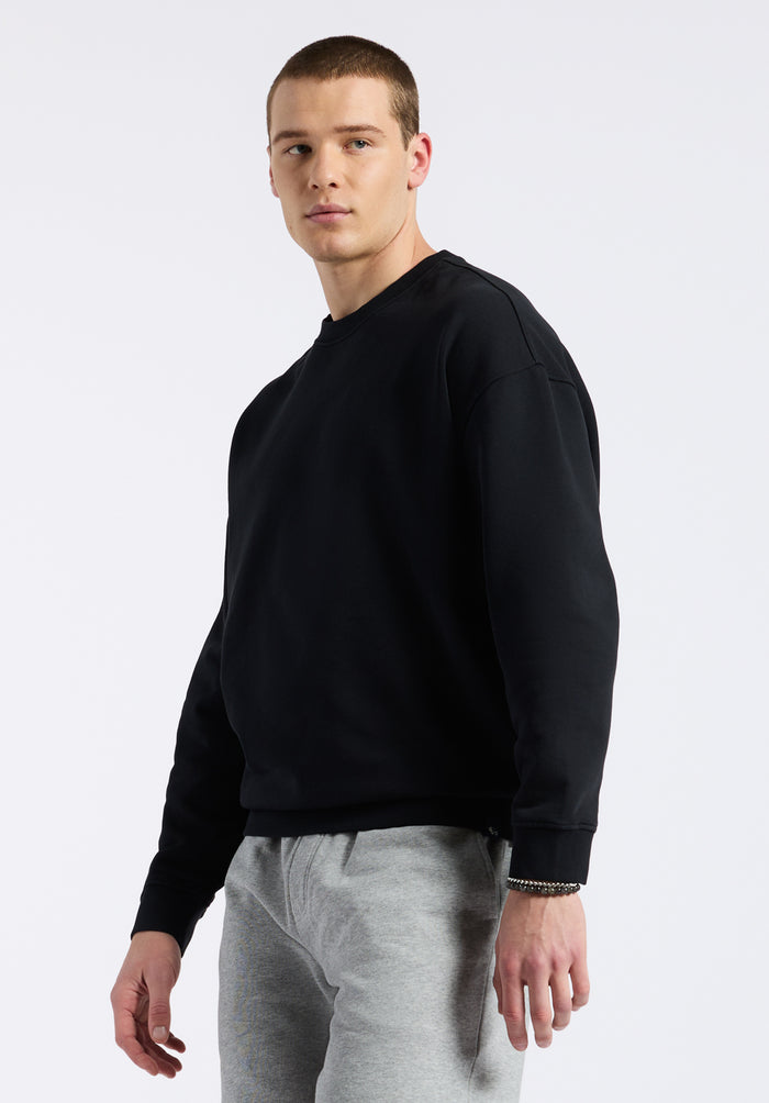 Buffalo Men Sweatshirts Black Knit Sweatshirt Relaxed Fit Crew