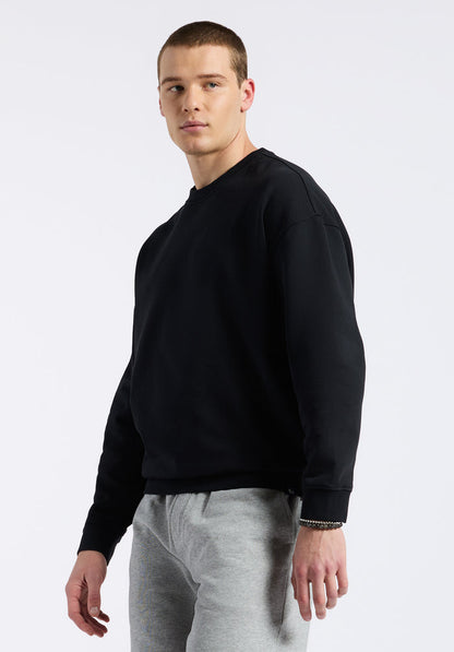 Buffalo Men Sweatshirts Black Knit Sweatshirt Relaxed Fit Crew