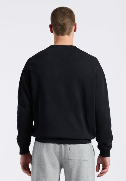 Buffalo Men Sweatshirts Black Knit Sweatshirt Relaxed Fit Crew