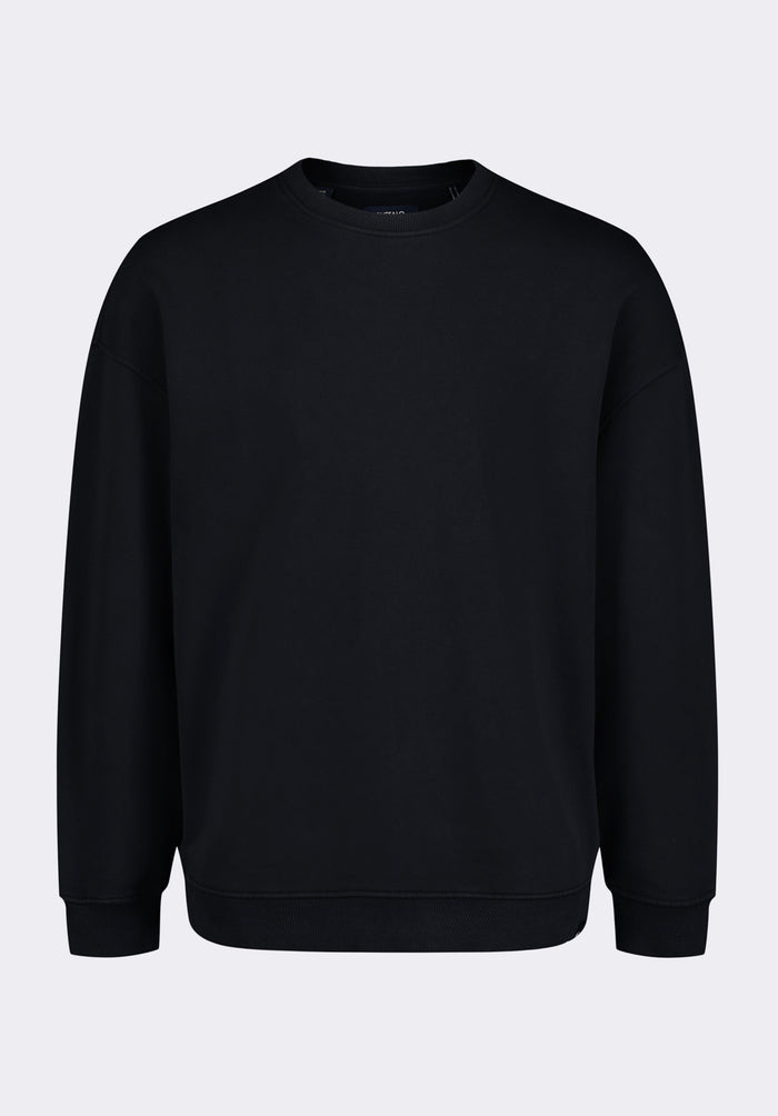 Buffalo Men Sweatshirts Black Knit Sweatshirt Relaxed Fit Crew