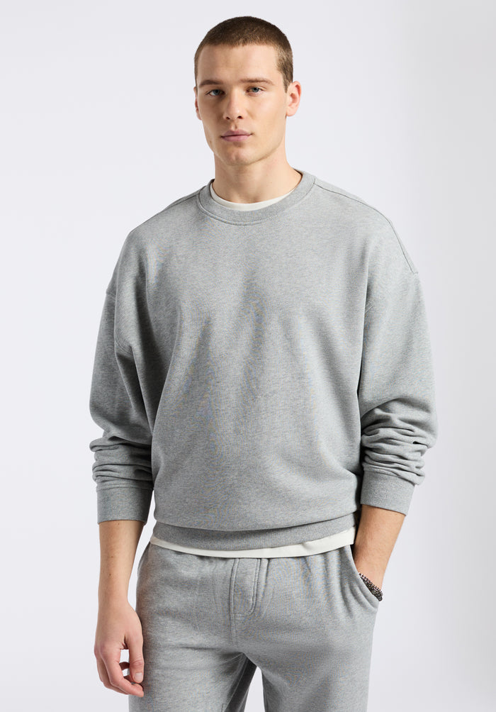 Buffalo Men Sweatshirts Grey Knit Sweatshirt Relaxed Fit Crew