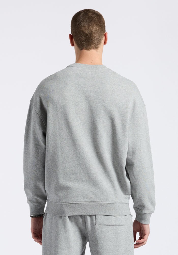 Buffalo Men Sweatshirts Grey Knit Sweatshirt Relaxed Fit Crew