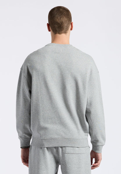 Buffalo Men Sweatshirts Grey Knit Sweatshirt Relaxed Fit Crew