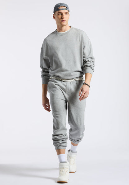 Buffalo Men Sweatshirts Grey Knit Sweatshirt Relaxed Fit Crew