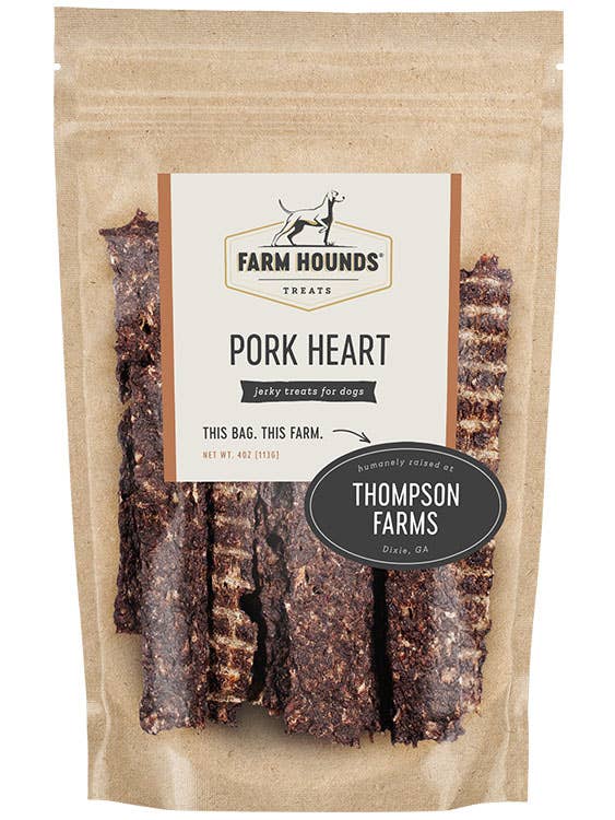 Farm Hounds Pork Heart Treats - Single Ingredient Dog Treats - 4 oz - Dog.Dog.Cat.