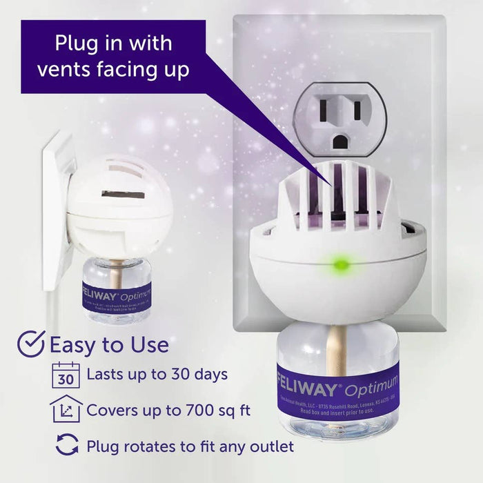 Pet Palette Distribution - Feliway Optimum Cat Enhanced Calming Pheromone Diffuser Kit - Dog.Dog.Cat.