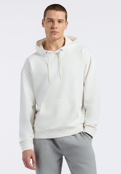 Buffalo Men Sweatshirts White Knit Sweatshirt Relaxed Fit Kangaroo Pocket