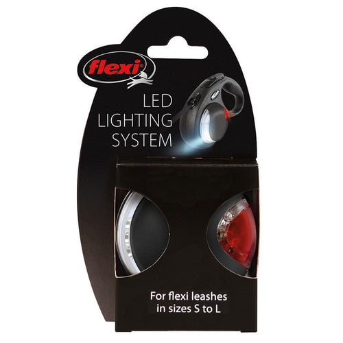 Flexi LED Lighting System - Ultra-Bright Front & Red Rear Light for Retractable Leashes - Dog.Dog.Cat.