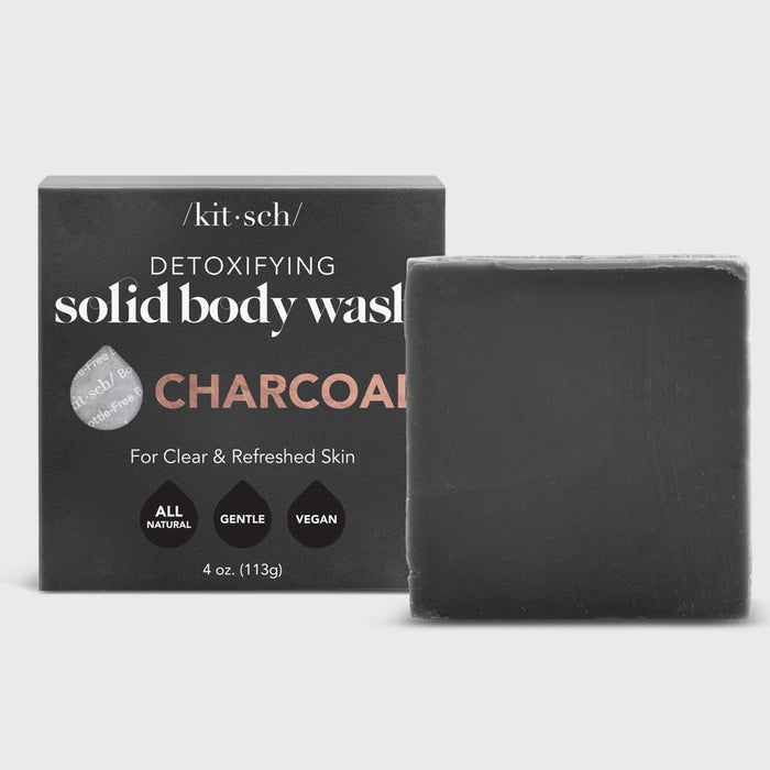 KITSCH Charcoal Detoxifying Body Wash Bar — hero shot — solid bar, bottle-free formula