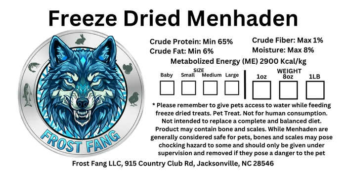 Frost Fang LLC - Freeze-Dried Menhaden (Large) - Dog.Dog.Cat.