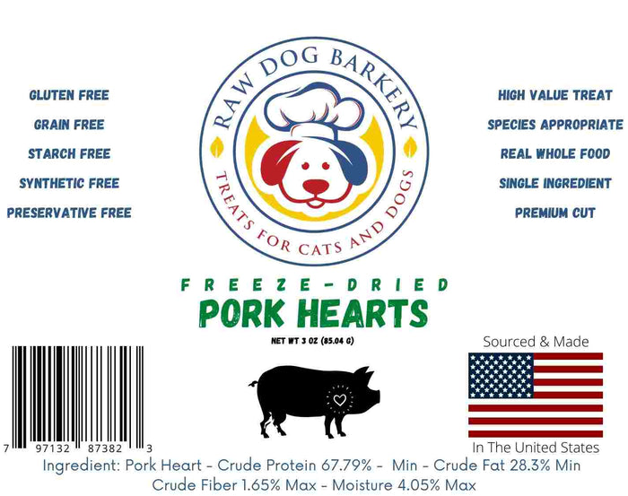 Raw Dog Barkery - Pork Hearts Freeze-Dried - Dog.Dog.Cat.