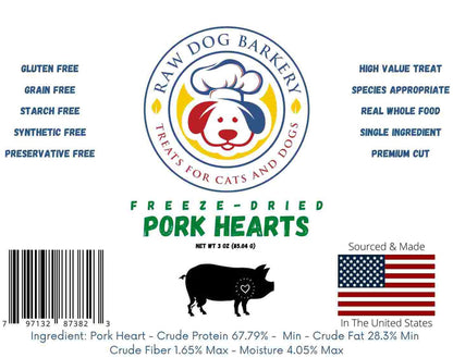 Raw Dog Barkery - Pork Hearts Freeze-Dried - Dog.Dog.Cat.
