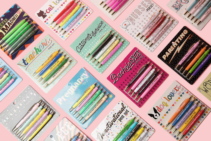 Fun Club Dog Lovers Pen Set - 5 Black Ink Pens with Funny Dog Sayings - Dog.Dog.Cat.