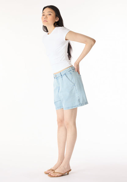 Buffalo Women Shorts Navy Denim Denim Shorts Stretch Loose-Fit Side Pockets