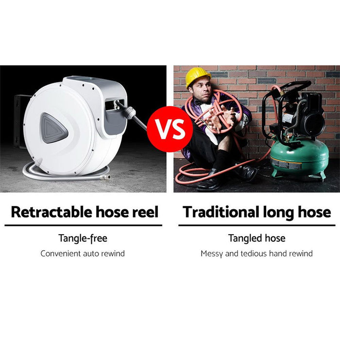 Giantz Air Hose Reel 10m Retractable Rewind Swivel Wall Mount Compressor Garage -Home Living Store - -