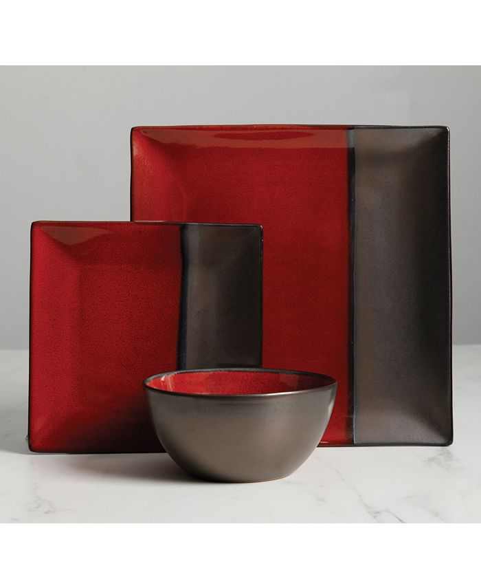 Gibson Elite Decadence Red Matallic Colour 12pcs Dinnerware Set