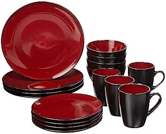 Gibson Elite Decadence Red Matallic Colour 12pcs Dinnerware Set