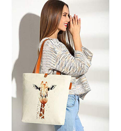 Gift Bag Giraffe Art Canvas & Beach Tote Bag - Eco Trade Company