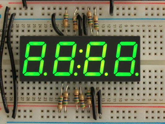 Green 7-segment clock display - 0.56" digit height [Discontinued] by The Pi Hut - The Pi Hut
