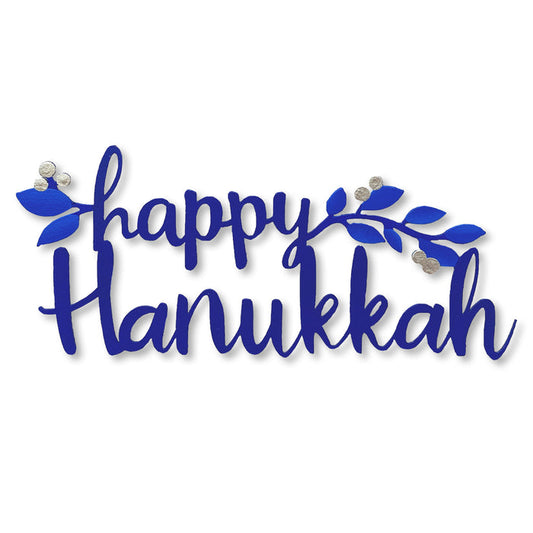 Happy Hanukkah Magnet Blue
